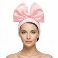 JIAHANG Large Bow Facial Spa Headband, Morning Wash Skincare Satin Bow Hairband for Women Girls