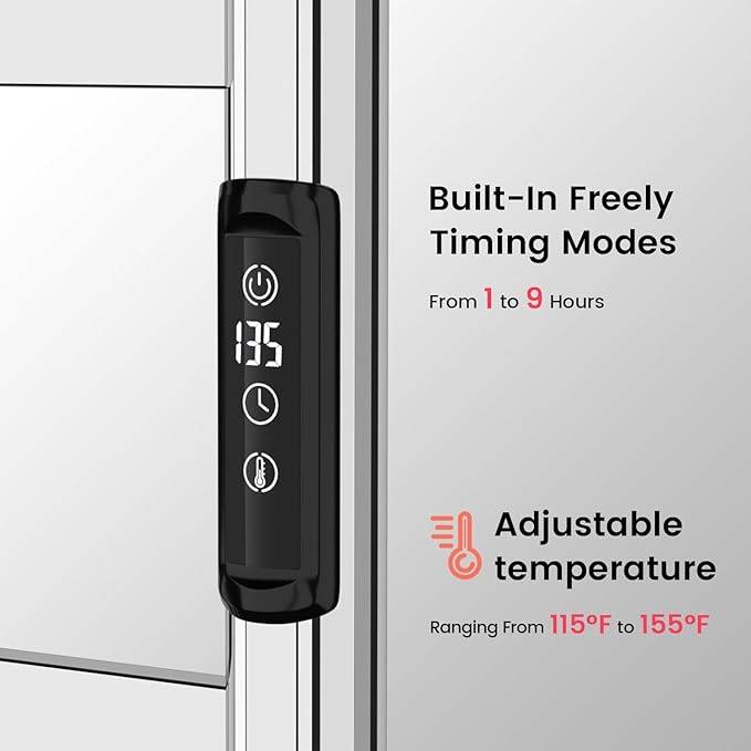 Towel Warmer,304 Stainless Steel Towel Warmer Rack for Bathroom -8 Bars Wall Mounted Towel Heater with Intelligent Touch Screen Timer, Hard Wired/Plug-in, Mirror Polished