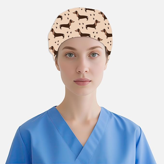 2 Pcs Working Cap with Sweatband for Women Men, Adjustable Cleaning Working Hats, Nurse Surgical Caps