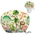 Dinosaurs Leaves Reusable Shower Cap Cute Double Layer Waterproof Shower Caps Large Elastic Hair Cover Adjustable Hair - Drying Caps for Woman Bath SPA Travel One Size Fits Most