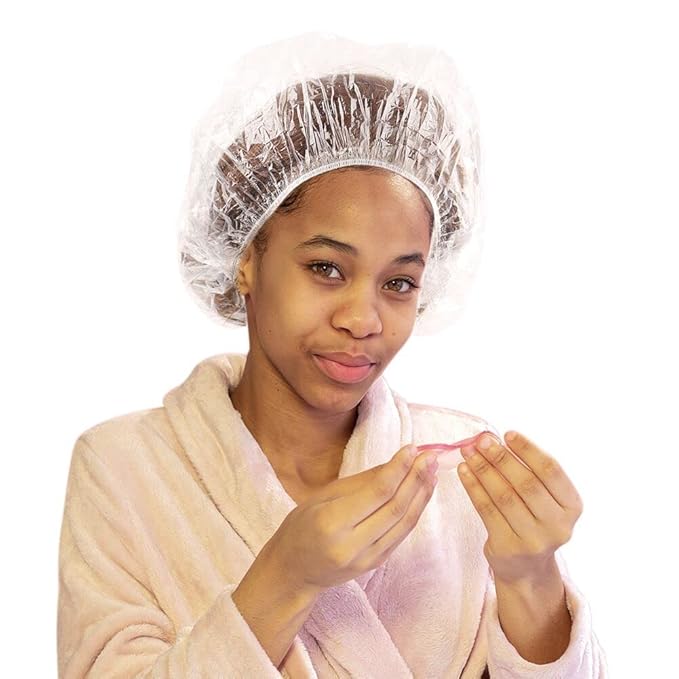 Shower Cap 30 Pcs Disposable Plastic Bath Cap Waterproof Spa Shower Cap XLarge Bathing Hair Caps for Women,Travel,Home Use,Hair Salon