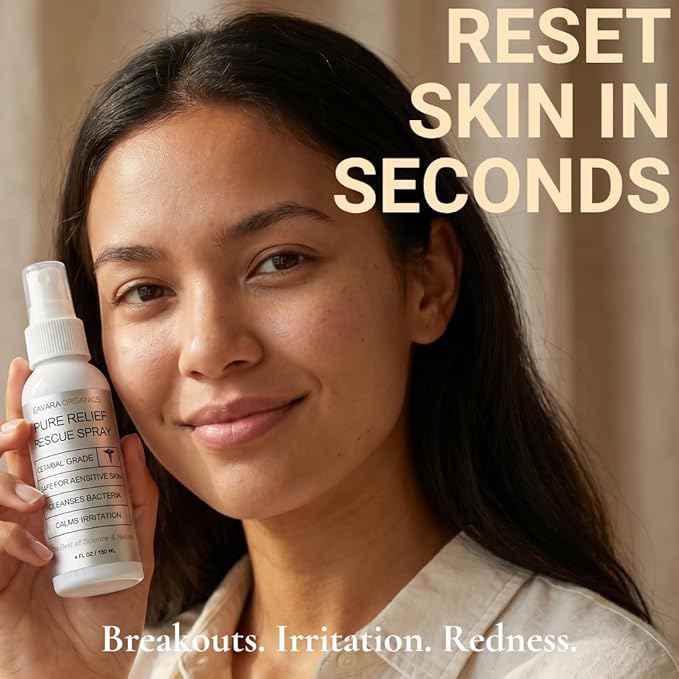 Pure Relief Rescue Spray for Sensitive, Irritated & Blemish-Prone Skin – Soothing & Gentle Facial Mist for Redness, Irritation, & Post Treatment – Hypochlorous Acid Spray for Face & Skin – 4 oz