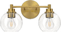 VONLUCE Bathroom Light Fixtures, 2-Light Vanity Light with Globe Glass Shades E26 Sockets, Bathroom Lights Over Mirror for Bedroom Hallway Living Room, Gold Finish