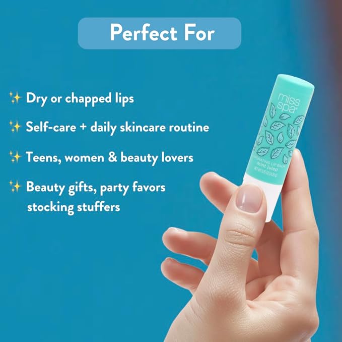 Miss Spa Hydrating Lip Balm Set Moisturizing Lip Care Gift Set for Dry Lips,Nourishing Lip Moisturizer with Shea Butter & Vitamin E, Vegan Gluten Free, Long-Lasting Hydration, 5 Flavors
