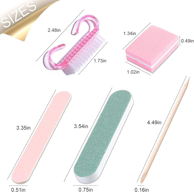 5-Piece Disposable Manicure Kit, Bulk Mini Nail Care Set with Nail Files, Buffer, Cuticle Pusher & Cleaning Brush, Pedicure Salon Supplies, Party Favors, Limas Desechables para Uñas
