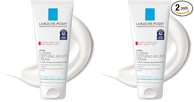 La Roche-Posay Lipikar Soothing Relief Eczema Cream,Face and Body Lotion For Eczema and Sensitive,Dry Skin,Moisturizer with Colloidal Oatmeal to Relieve Irritation,(Pack of 2)