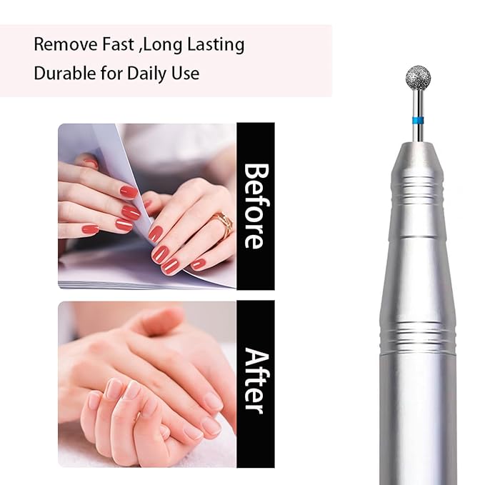 10pcs Safety Ball Cuticle Drill Bits, Carbide Diamond Nail Bits for Dead Skin Removal & Nail Shaping, 3/32'' Two Way Rotate, Professional Manicure Pedicure Salon Tools(5mm Ball Bit, Medium-M)