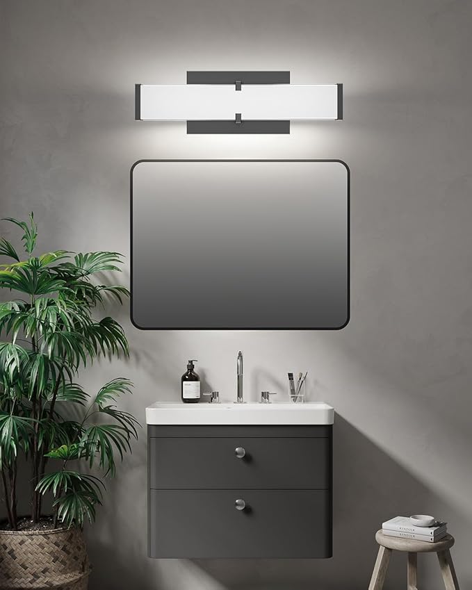 Modern Bathroom Light Fixtures Over Mirror 16 Inch(15.75"), 20W 2000 Lumen Dimmable Bathroom Vanity Light, 5CCT LED Vanity Light Bar, Black Vanity Lighting Fixtures with ETL Certified