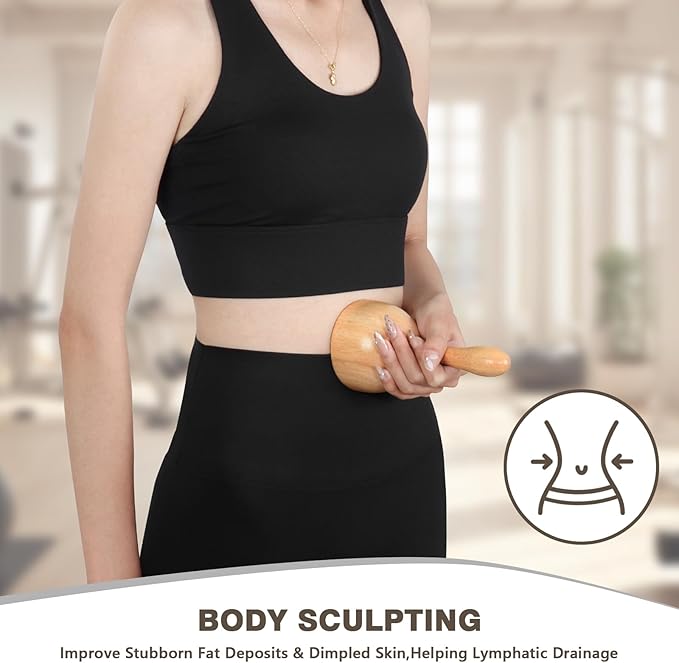 KintKita Wood Therapy Massage Tools 4-in-1, Wooden Lymphatic Drainage Massager Body Cellulite Remover, Professional Maderoterapia Kit Cellulite Massager for Body Sculpting,Contouring,Relief Muscle