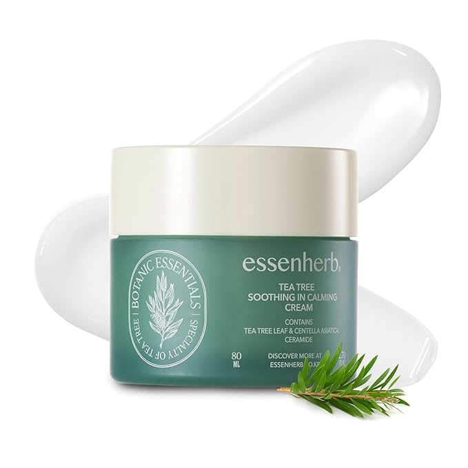 Tea Tree Soothing In Calming Cream for Sensitive Skin with Tea Tree Oil & Cica, Helps reduce redness and breakouts, Soothing skin and providing hydration, Korean Skin Care (2.70 fl.oz)