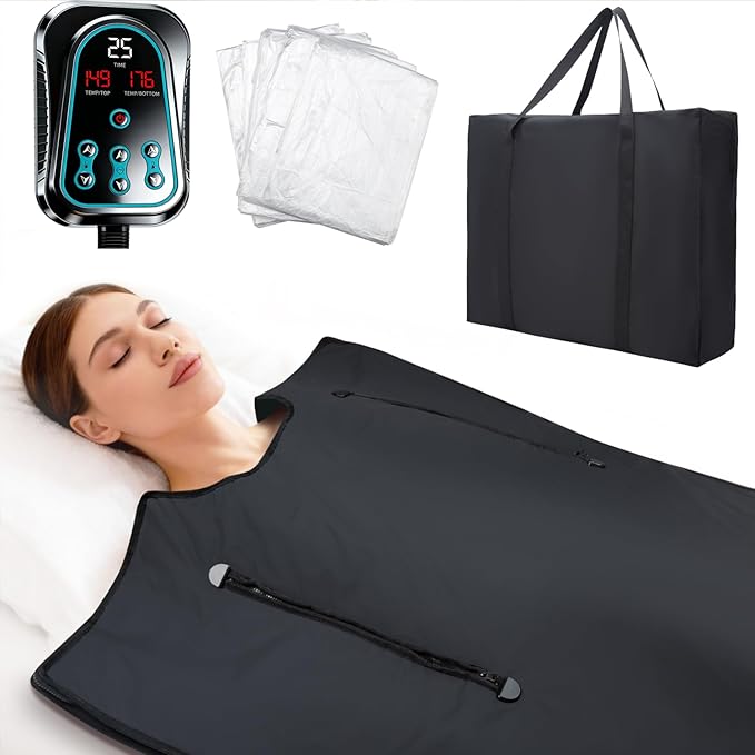 GENERAL ARMOR Dual-Zone Far-Infrared Sauna Blanket for Home Wellness – 176°F Fast Heating, Full-Body Detox, Muscle Recovery & Relaxation, Adjustable Temperature Timer, Portable