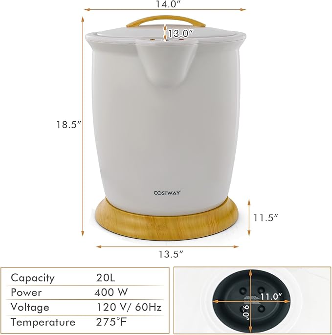 COSTWAY Bucket Style Towel Warmer, Fragrance Holder, Fits up to Two 40” x 70” Oversized Towels, Bathrobes, Blankets, Auto Shut Off, Luxury Towel Warmer for Bathroom, Spa