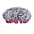 Vintage Zebra Print Shower Cap for Women Reusable Waterproof Large Adjustable Cute Shower Caps for Women Washable Elastic Womens Big Bathing Cap for Long Short Hair Zebra Print Bath Caps for Washing
