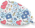 Adjustable Scrub Cap with Buttons & Sweatband, Working Hat with Elastic Tie Back, Unisex Nurse Surgical Caps for Women & Men
