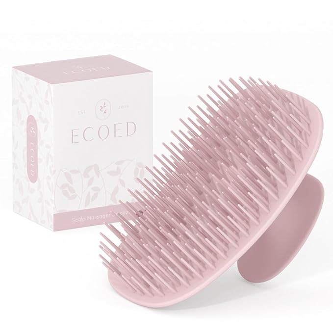 ecoed Scalp Massager Shampoo Brush, Scalp Scrubber & Exfoliator for Dandruff Removal, Wet & Dry and Detangler for Men and Women, Suitable for Short Medium Hair (Pink)