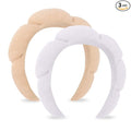 CAVETEE Spa Headband for Face Washing - Terry Cloth Puffy Makeup Headband Set of 2 (Beige & White, one size)