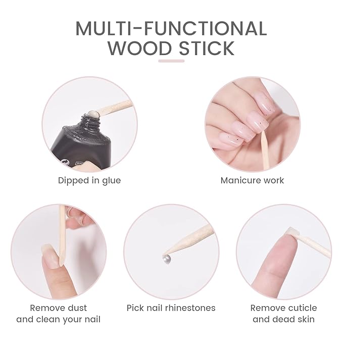 5PCS Orange Sticks for Nails Wooden Cuticle Pusher Sticks Manicure Pedicure Nail Care Rhinestone Picker Tool Non-Toxic,Skin-Safe Wooden Nail Stick