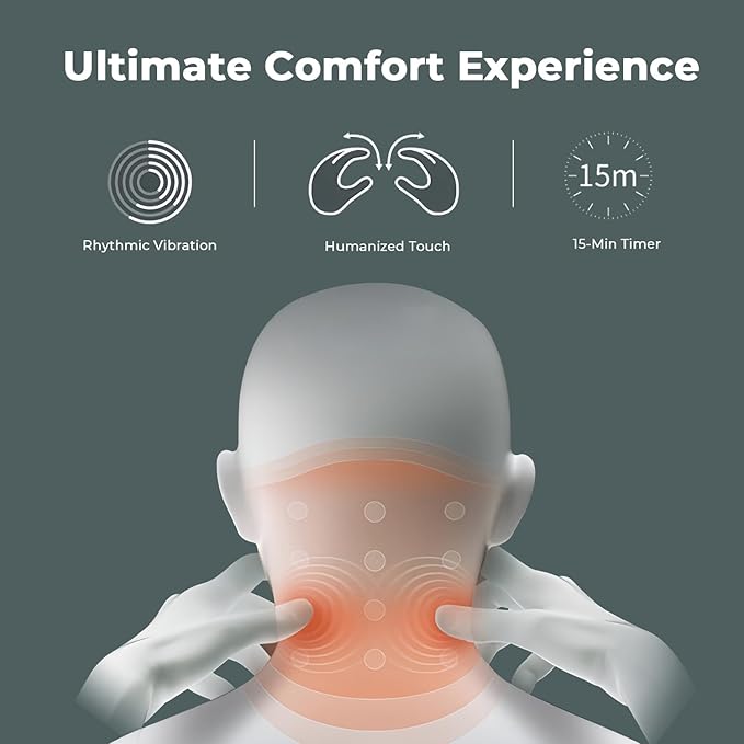 Neck Massager with Heat - Deep Tissue Neck Pain Relief U-Shape Design Electric Massager Pillow for Travel Office Home Shiatsu Neck Massager Gifts for Men Women Dad Mom, Pink