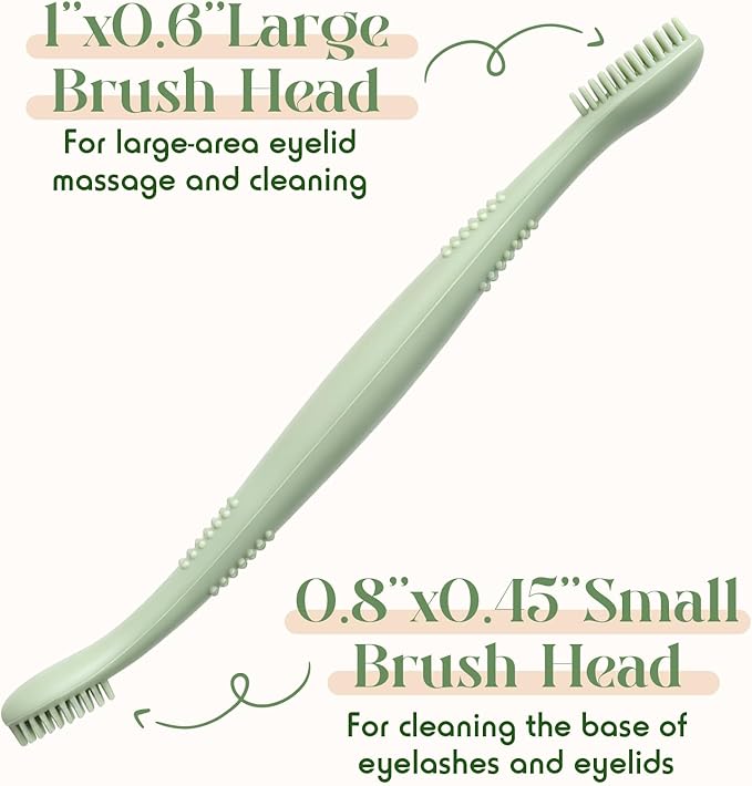 Mifoci 3 Pcs Eyelid Brush with Soft Silicone for Sensitive Eyelids, Double Ended Eyelid Margin Scrub Brush for Removes Dirt, Oil, Lid Scrub Device Deep Cleansing Eyelash Extension Prep