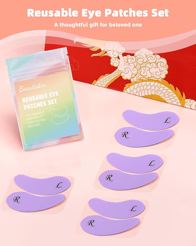 Under Eye Patches Silicone - 4 Pairs Reusable Eye Wrinkle Patches, Reusable Under Eye Mask, Plump Fine Lines & Wrinkles, Purple