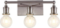 3-Light Vanity Light Fixture, Modern Brushed Nickel Wall Sconce Light Fixture, Industrial Bathroom Vanity Wall Lighting for Mirror, E26 Base Indoor Wall Lamps for Hallway(Bulb Not Included)