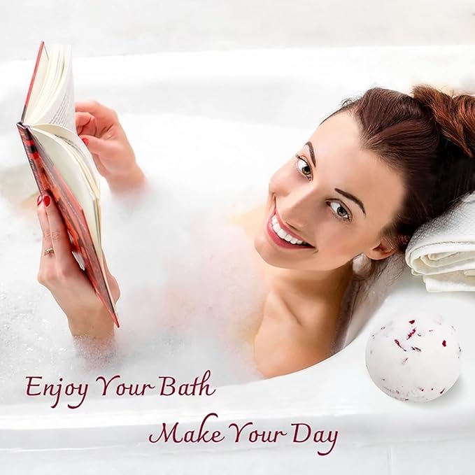 Bath Bombs for Women Spa Gift Set with Rose Milk Essential Oils Sea Salt Moisturizing Relaxing Birthday Gift for Her Bubble Bath Skincare Relaxation Aromatherapy Gifts 2 Pack