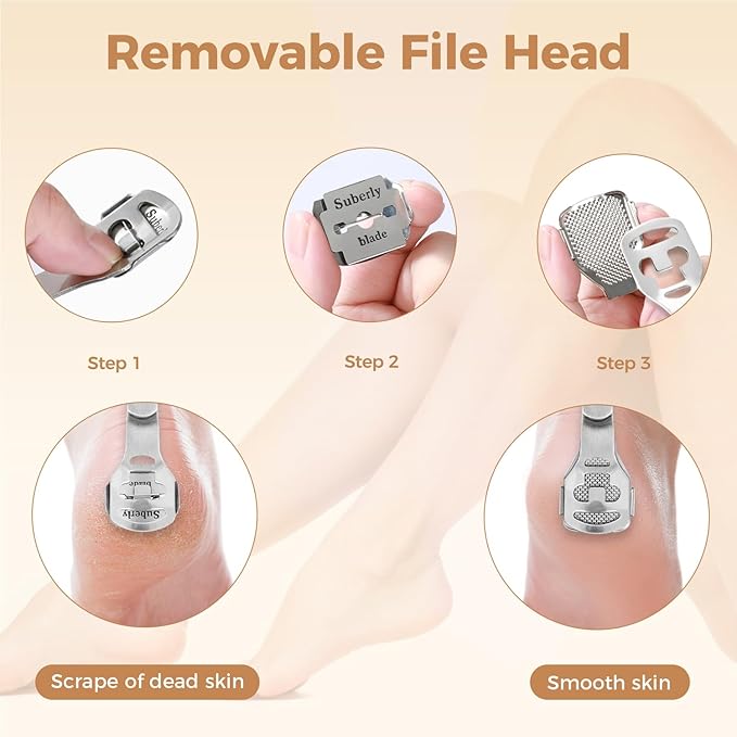 Foot File Foot Scrubber Pedicure - Callus Remover for Feet Easkep Professional Grater Rasp Foot Scraper Corns Callous Removers Cracked Dead Skin Remover for Dry and Wet Feet (Golden Set)