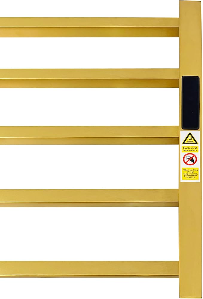 5 Bars Luxury Towel Warmers Wall Mounted Heated Towel Rack, Towel Warmer for Bathroom with Timer & Temperature Multi-Level Adjustable, Hardwired and Plug-in Compatible (Brushed Gold)