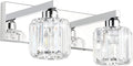 Aipsun Bathroom Vanity Lighting Fixtures Crystal Vanity Lights for Bathroom 2 Lights Stainless Steel Wall Lighting Fixtures(Exclude Bulb)