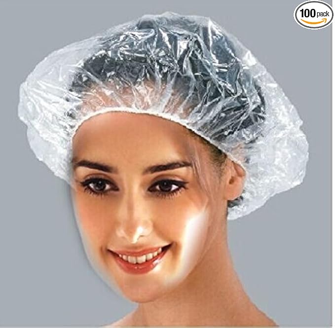 Disposable Shower Cap,100 Pcs Plastic Shower Caps Large Thick Elastic Bath Cap For Women Spa,Home Use,Hotel and Hair Salon