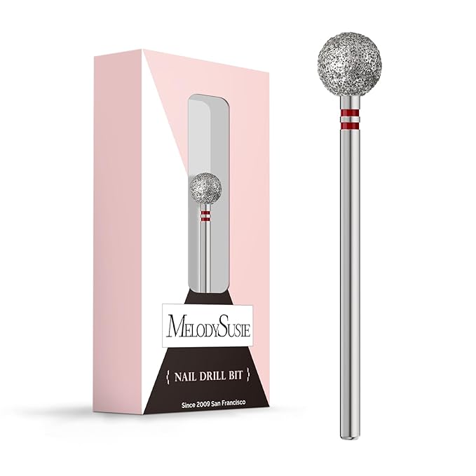 MelodySusie 7mm Ball Shape Cuticle Clean Nail Drill Bit 3/32'', Professional Safety Carbide Diamond Under Nail Cleaner for Cuticle Dead Skin Nail Prepare, Beginners Bits, Series Bit-S, Fine