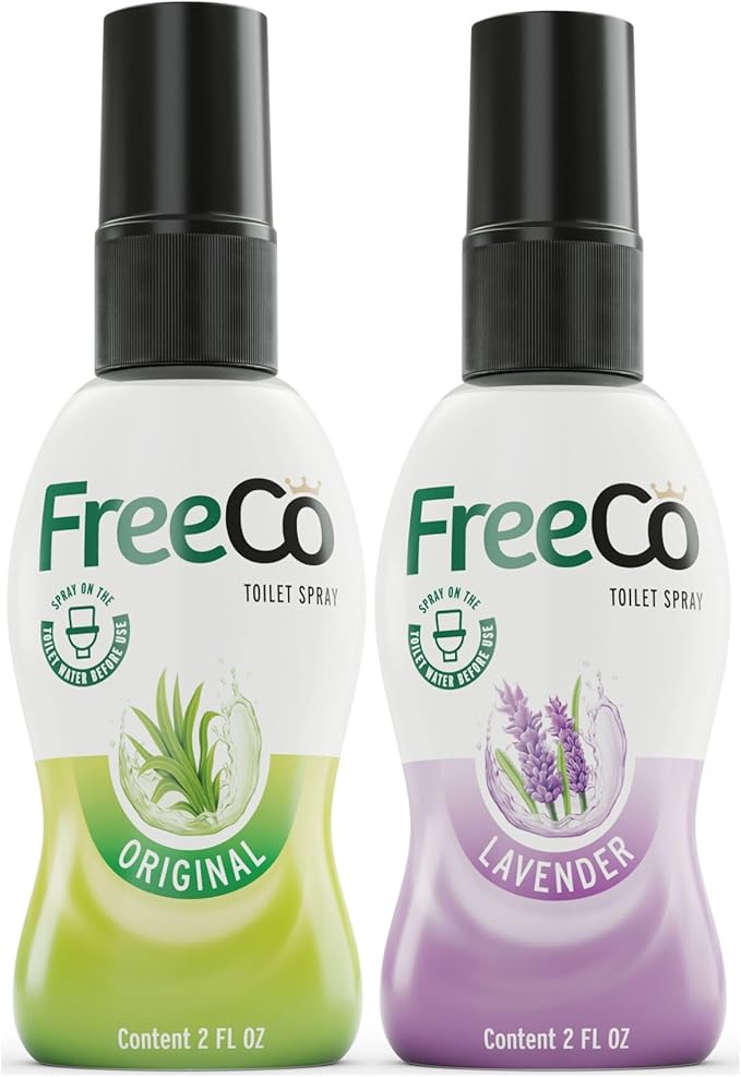 Freeco Before-you-go Toilet Spray | Stops odour Before it Begins with Essential Oils | Ideal for Home, Office, Public Spaces & Travel | Pack 1x60ml, Citrus Scent (2 Pack, Mix (Citrus, Lavender))