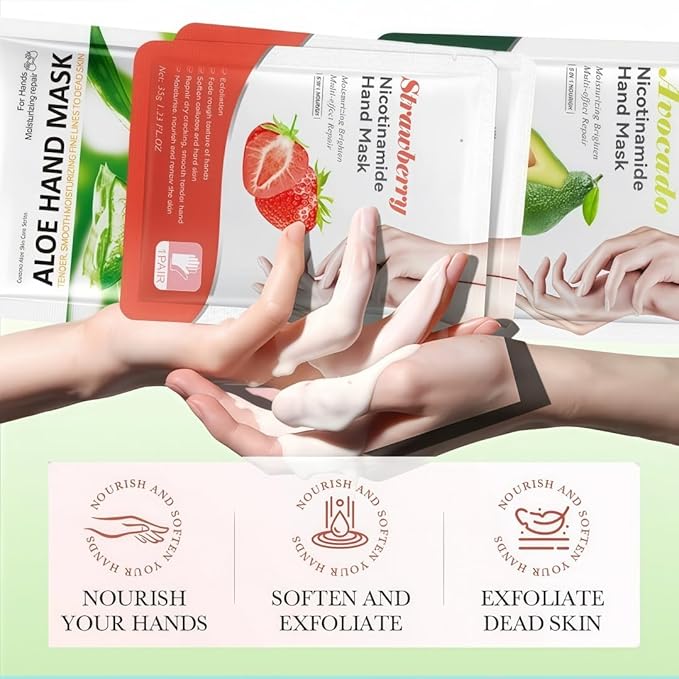 12PC Natural At-Home Spa Skincare Kit | Strawberry Aloe Vera Avocado Face Hand Foot Lip Mask Set | Hydrating Nourishing for Dry/Dehydrated Skin | Gentle Daily Care & Holiday Gift Favors for Women