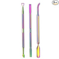 Cuticle Pusher Acetone/Gel/Nail Polish Remover Stainless Steel Professional 3pcs Set Cuticle Scraper Fingernails & Toenails Clean Manicure Tools Cuticle Care for Women&Girl,opove CP-3 (Rainbow Color)