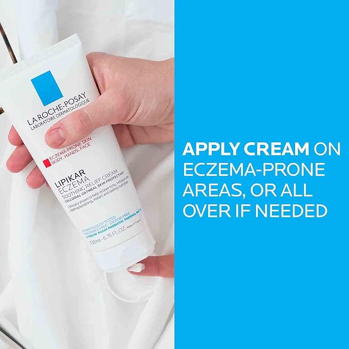 La Roche-Posay Lipikar Soothing Relief Eczema Cream,Face and Body Lotion For Eczema and Sensitive,Dry Skin,Moisturizer with Colloidal Oatmeal to Relieve Irritation,(Pack of 2)
