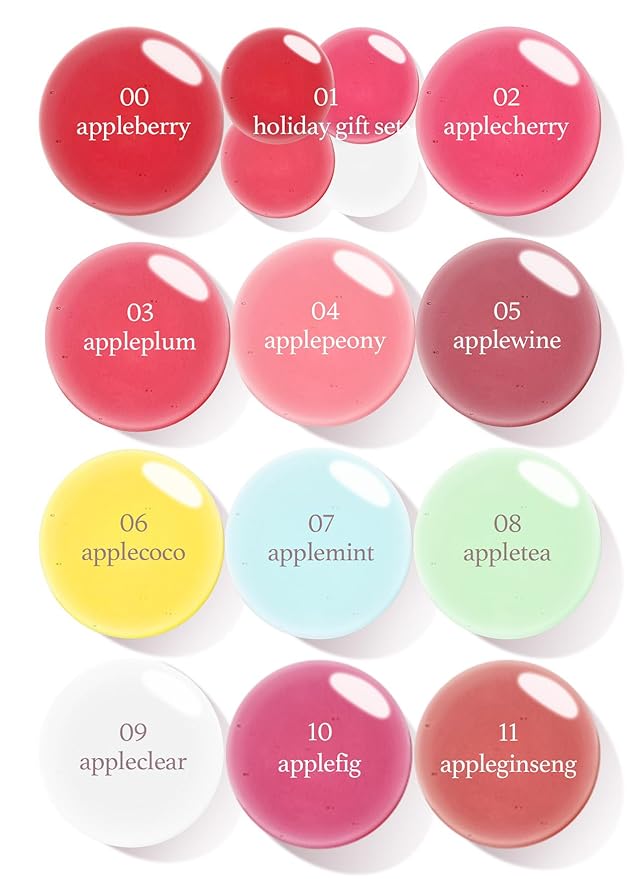 NOONI Korean Lip Oil Set - Appleberry & Applecherry | Long-Lasting, Moisturizing, Plumping, Revitalizing for Dry Lips, Waterproof, No Peel Off, Stocking Stuffers, lip plumper 0.12 FL Oz x 2ea