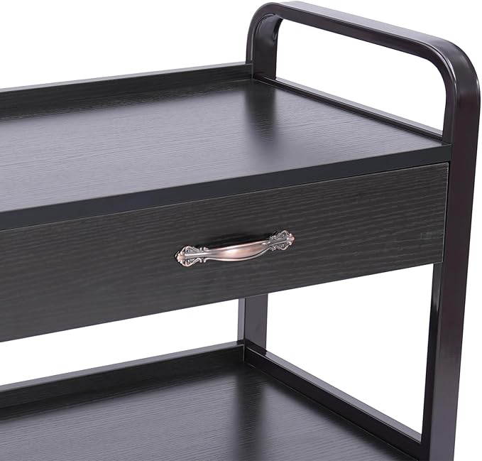 Salon Cart,Salon Storage Cart with Drawers, 4 Wheels and Handles, Movable Beauty Organizer, Salon Trolley for Beauty Salons, Barber Shops, Nail Salons, Spas (Brown)