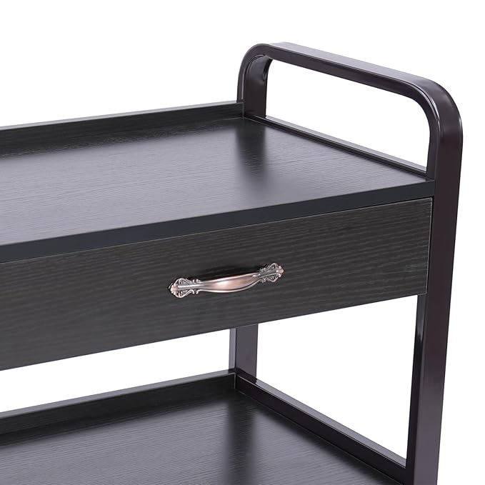 Salon Cart,Salon Storage Cart with Drawers, 4 Wheels and Handles, Movable Beauty Organizer, Salon Trolley for Beauty Salons, Barber Shops, Nail Salons, Spas (Black)