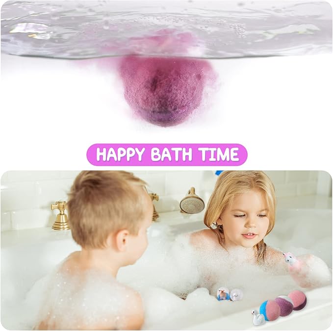 Yekery Bath Bomb Gift Set with Toys Inside, 20 Pack Organic Bath Bombs for Kids, Kids Safe Handmade Fizzy Balls for Kid, Ideal Birthday Gift for Boys & Girls