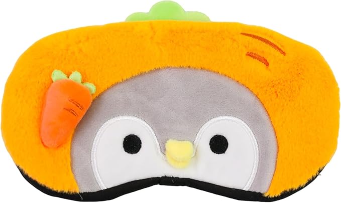 PERFECTSIGHT Sleep Eye Masks, Cute Sleep Eye Cover Lightweight Adjustable Eyeshade Mask Cover for Women Men Sleep Travel Nap, Carrot Penguin
