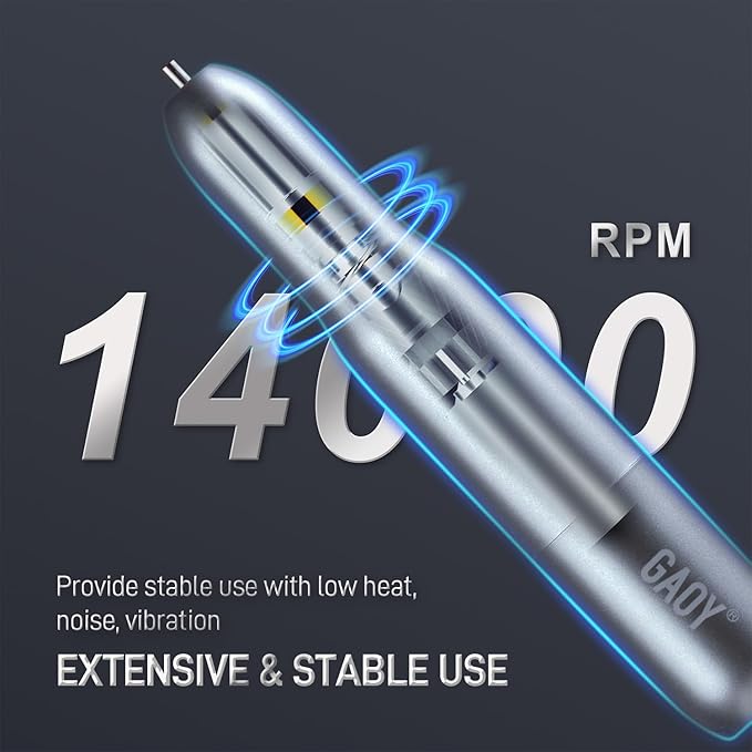 GAOY Electric Nail Drill for Acrylic and Gel, USB Electric Nail File, Portable Efile with Drill Bits, Manicure Pedicure Tools for Home Salon, Sliver