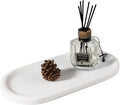 Koville Natural Marble Tray for Bathroom Decor Countertop, Vanity Tray Italy Oval Stone Trays for Candles Perfume, Storage Trays for Cosmetics, Jewelry, Decorative Tray for Dresser Organizer(White)