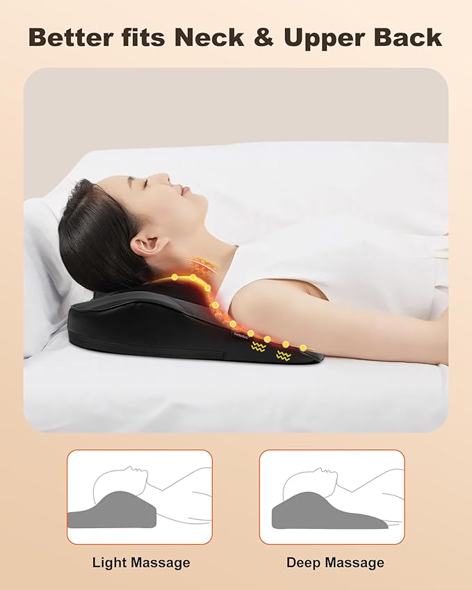 Beleduc Shiatsu Back Massager with Heat, Back Massager for Back Pain Deep Tissue, Vibration Massage, Deep Kneading Massager Pillow for Neck Shoulder, Black