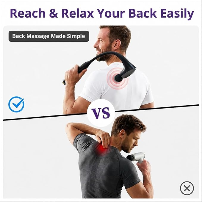 2-in-1 Detachable Muscle Massage Gun Deep Tissue with 20'' Extension Handle, Back and Neck Massager for Pain Relief, Handheld Massager for Shoulder Lower Back Leg Waist, FSA-HSA Eligible