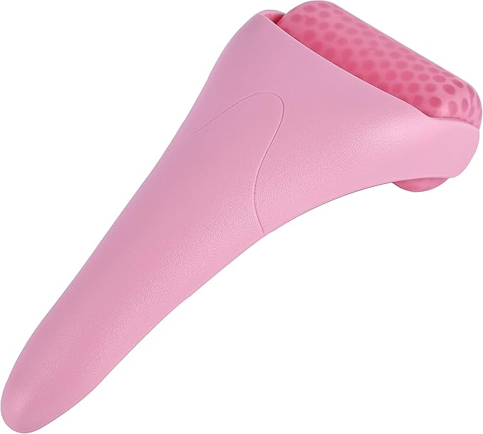 Chikoni 3 in 1 Ficial Face Ice Jade Roller and Gua Sha Tool, Natural Real Jade Anti-Wrinkle Face Eye Neck Massager Tool, Reduce Wrinkles, Puffiness, Migraine, Redness, Pain and Injury，Pink