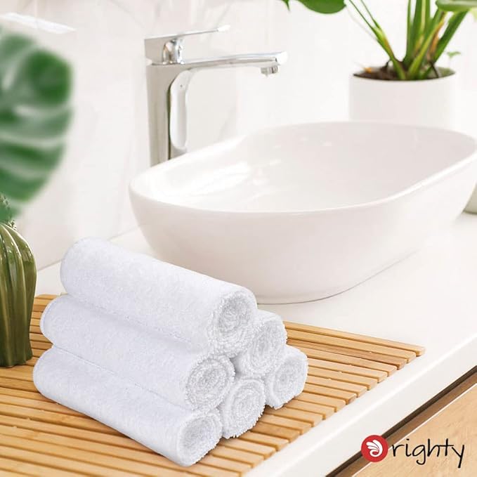 Orighty 6-Pack White Hand Towels - Quick Drying & Absorbent Microfiber Gym Towels 16x28 inches - Lightweight & Thin White Yoga Towel - Multi-Purpose Camping Towel for SPA, Hotel & Bathroom