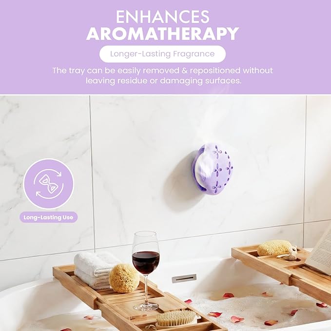Shower Steamer Tray & Holder with Suction Cup – Non-Slip Silicone Molds for Aromatherapy Shower Steamers (2, Purple)