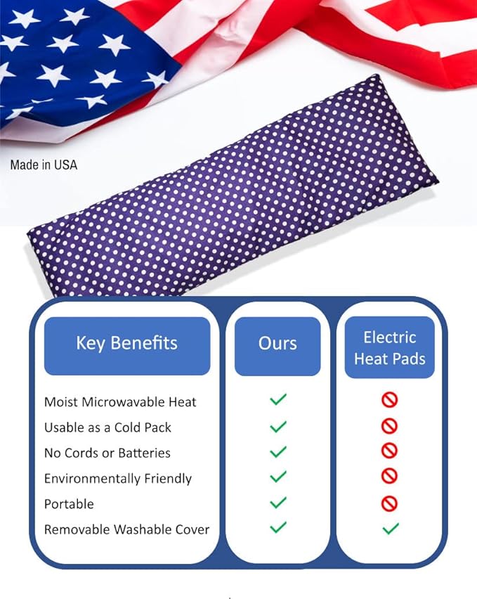 Microwavable Corn Filled Heating Pad and Cold Pack/Washable 100% Cotton Cover (Polka Dot - Purple, 5.25in W x 17.25in L)