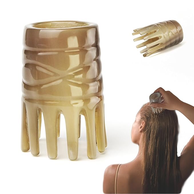 Head Spa Comb – Wide Tooth Natural Horn Comb for Scalp & Hair Care, Ox Horn Scalp Massage Comb, Gua Sha Comb for Relaxation, Exfoliating Shampoo Brush & Hair Growth Tool