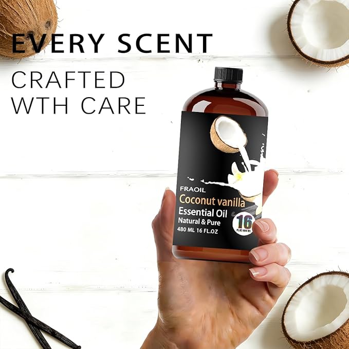 Coconut Vanilla Essential Oil, Coconut Vanilla Oil 16 Fl Oz 480 ML for Diffuser Humidifier Yoga Cleaning DIY Candle Soap Making Perfume Gift Essential Oils